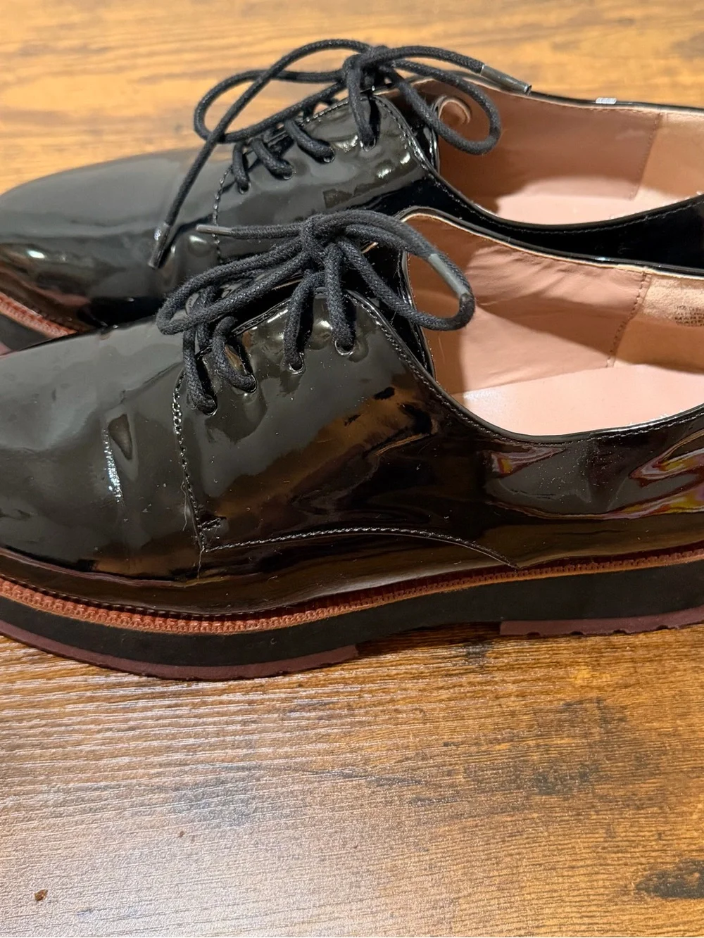 Women’s Kensie  Black Patent Platform Lace-Up Oxfords Size 9